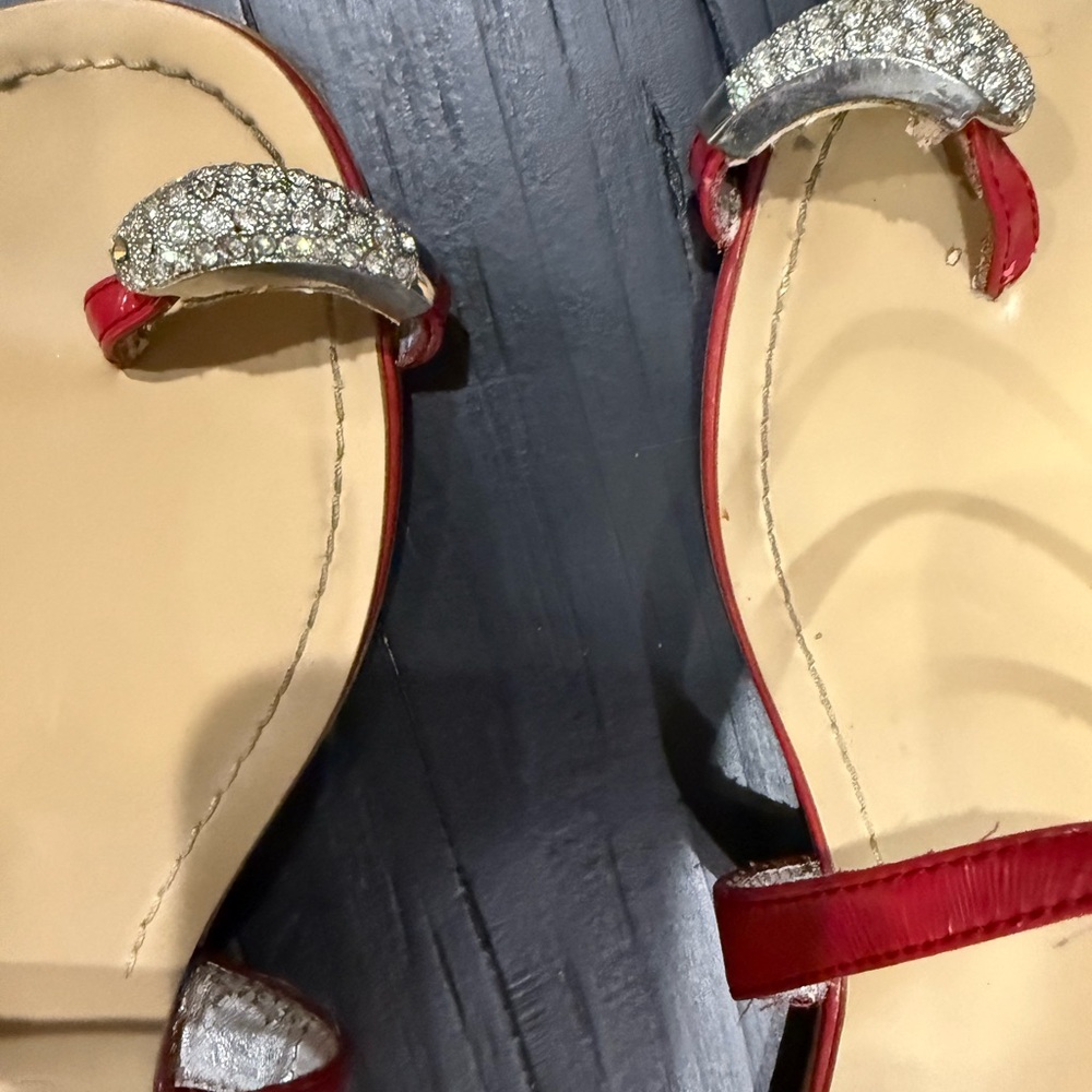 Rampage Red and Silver Sandals with Crystal Embellishment